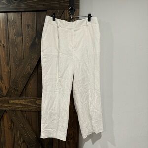 Talbots nwt Bristol crop linen white pant size 12